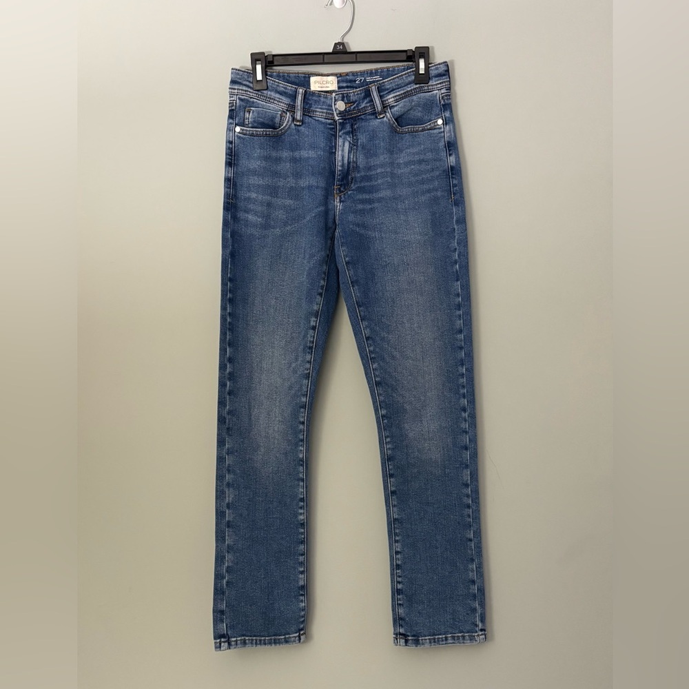 Pilcro Straight Leg Jeans Size 27 | Mid Rise Stretch Denim Classic Blue